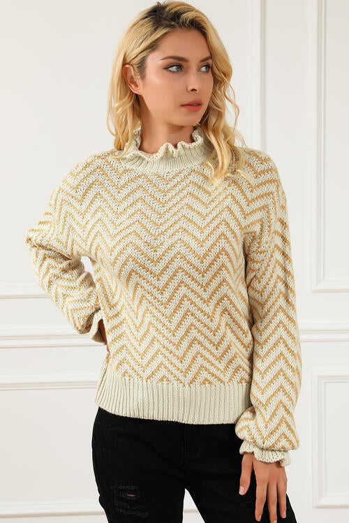 Mock Neck Drop Shoulder Sweater