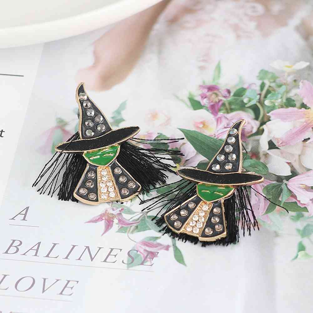 Witch Rhinestone Alloy Earrings