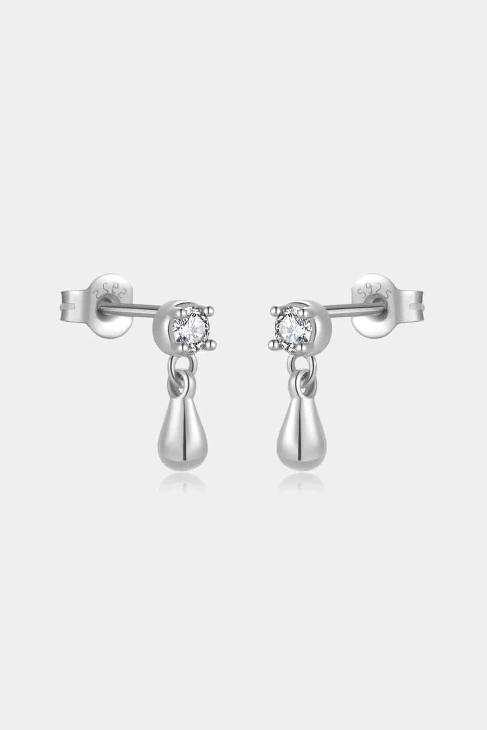 Inlaid Zircon 925 Sterling Silver Drop Earrings