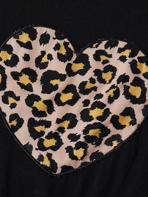 Leopard Heart Graphic Top and Pants Set