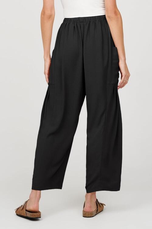 Drawstring Pocketed Wide Leg Pant