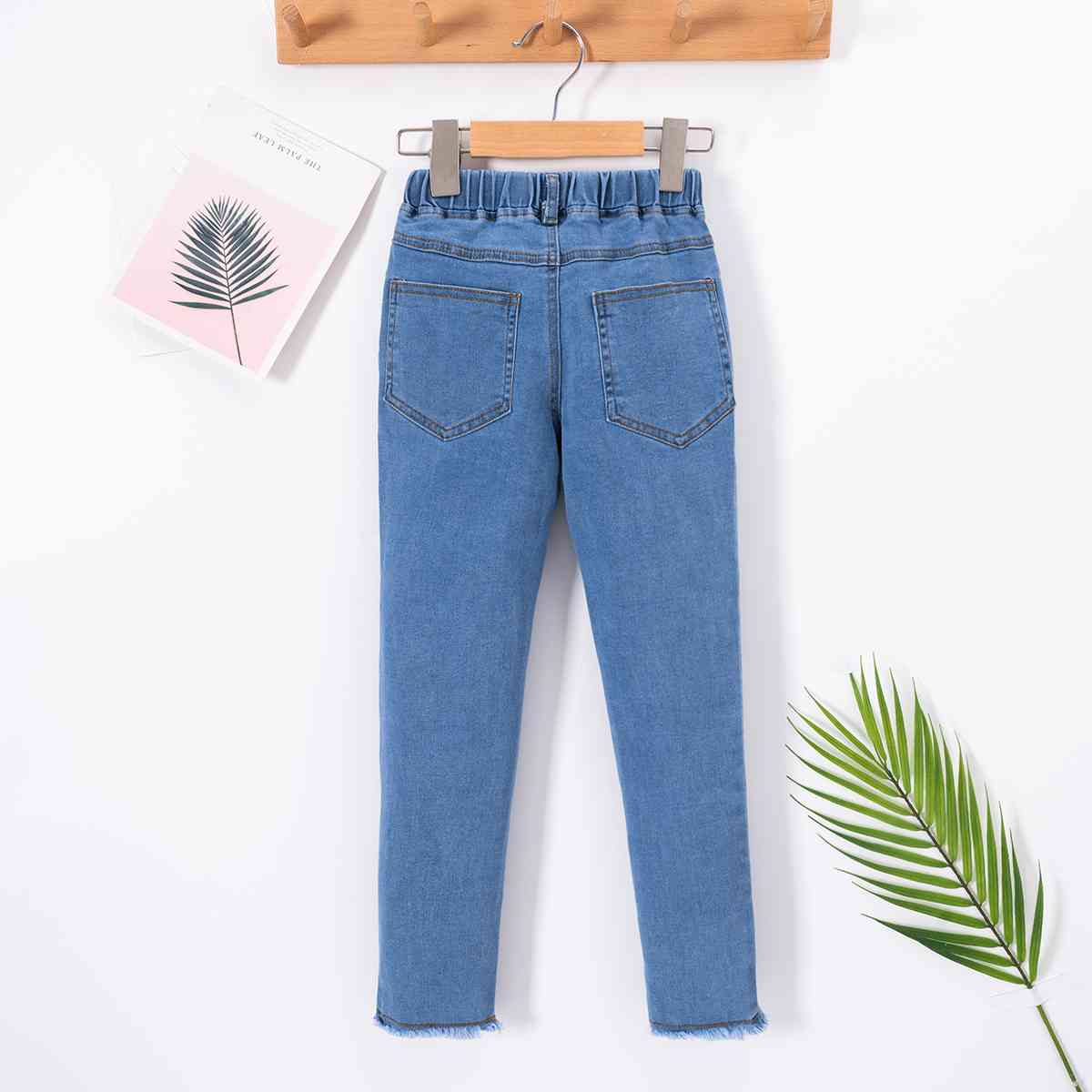 Kids Hem Detail Elastic Waist Jeans