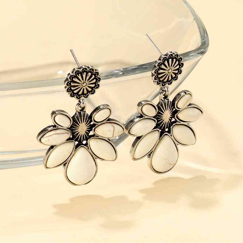 Artificial Turquoise Flower Earrings