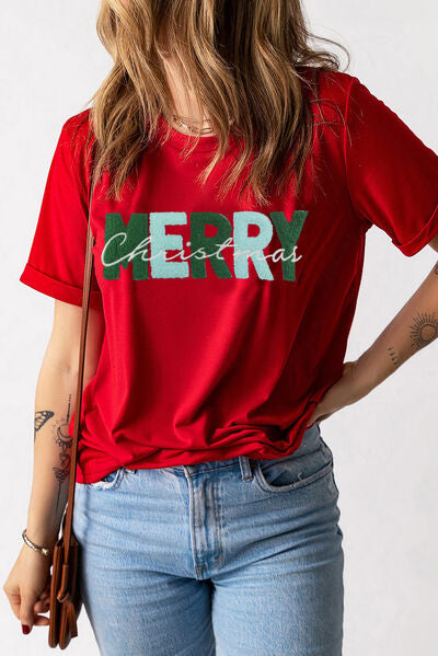 MERRY CHRISTMAS Round Neck Short Sleeve T-Shirt